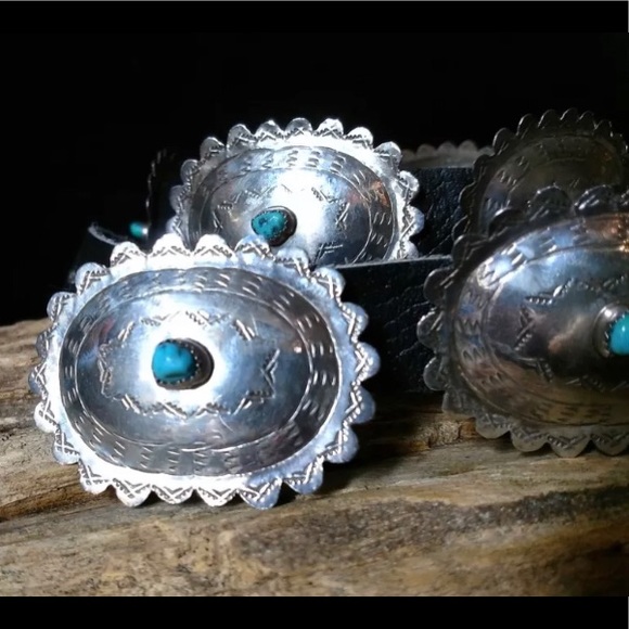 Accessories - Antique handmade vintage turquoise concho belt